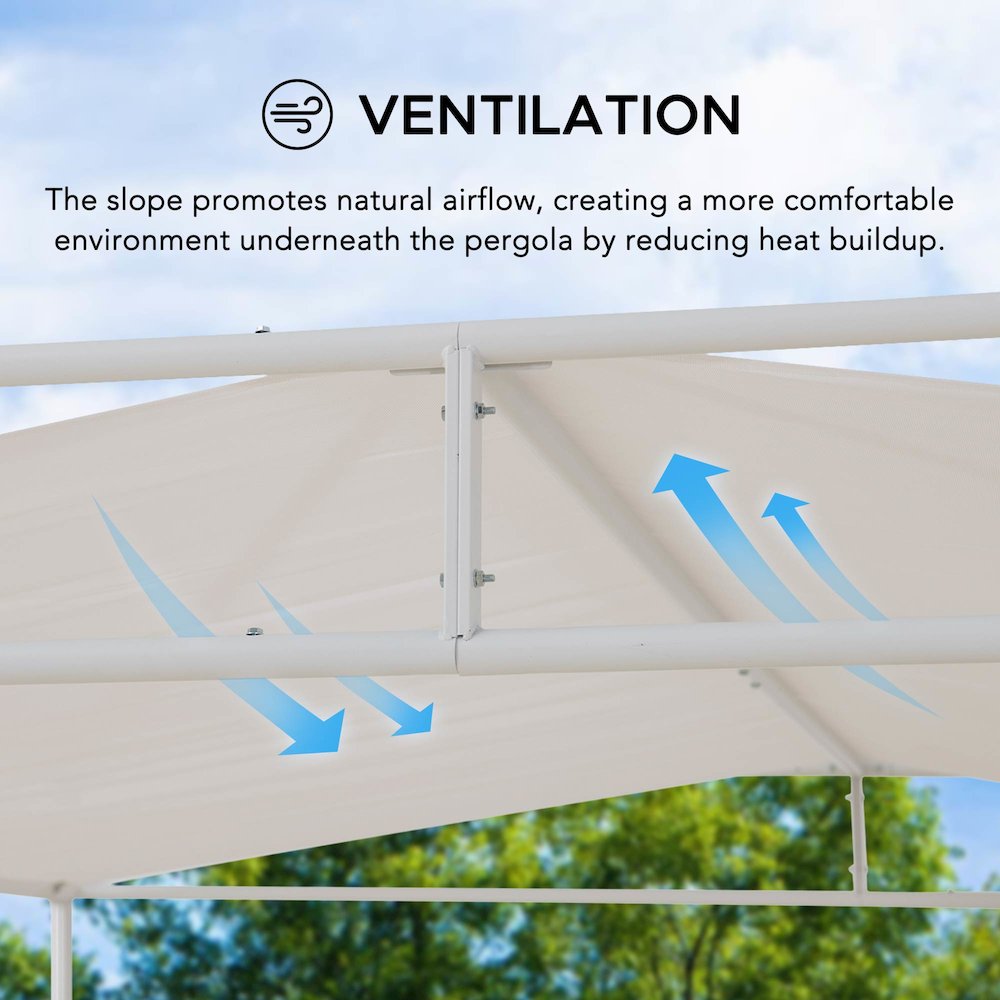 10 ft. x 10 ft. Patio Darkeford Metal Pergola With White Sling Fabric Canopy. Picture 7