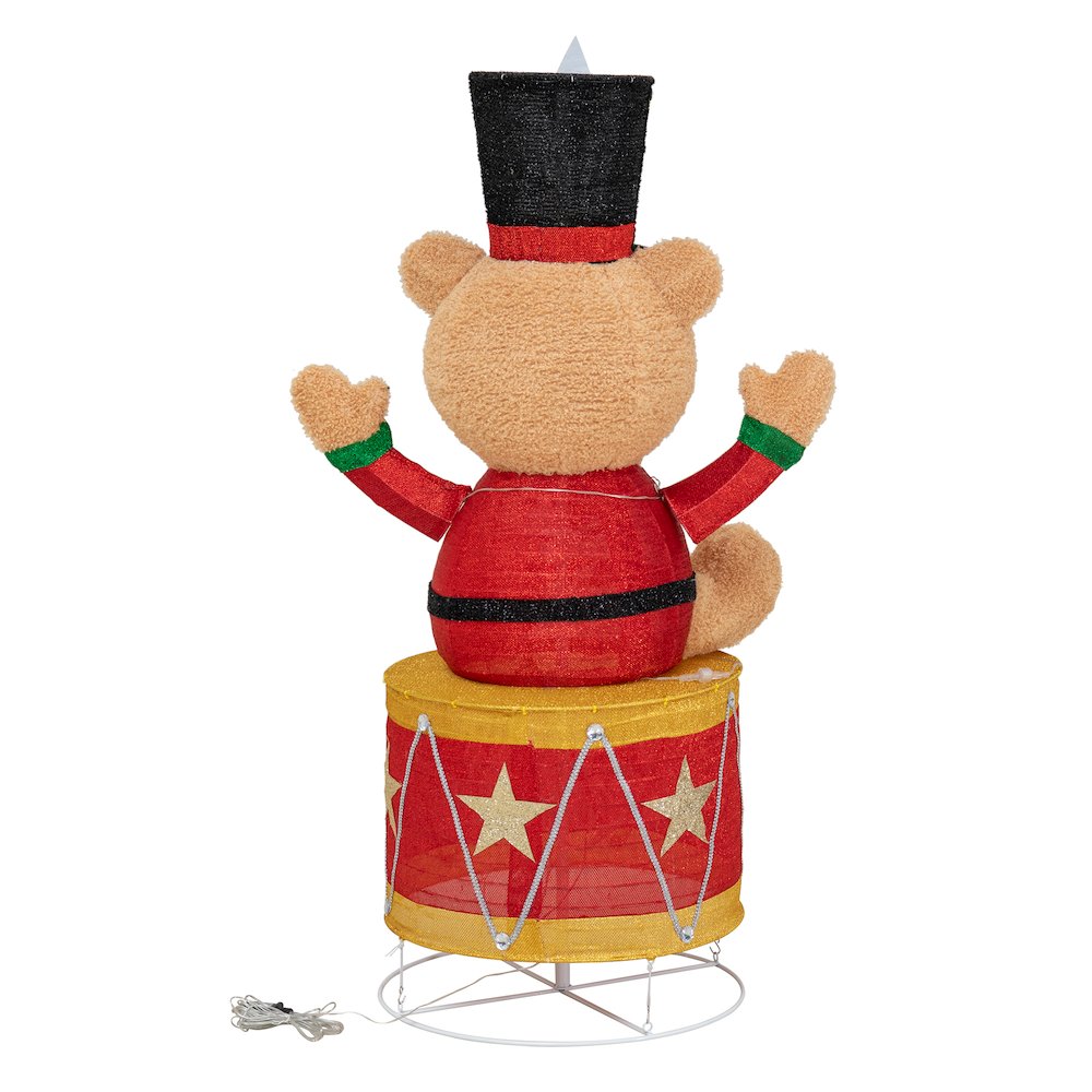 Sunjoy 57" LED Lighted Drumming Bear Holiday Outdoor Christmas Decoration. Picture 4