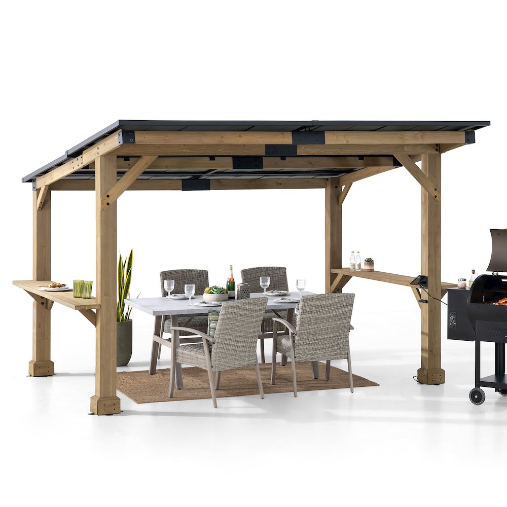Sunjoy 10 ft. x 12 ft. Cedar Wood Framed Garber Small Space Structure. Picture 8