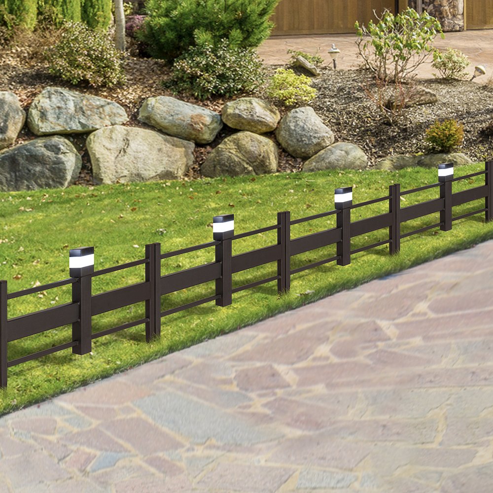 Sunjoy Cromwell Solar Garden Border Fencing Brown (5PK). Picture 7