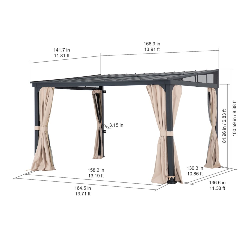 Sunjoy 12ft. x 14ft. Metal Roof;  Aluminum & Metal Frame. Picture 4