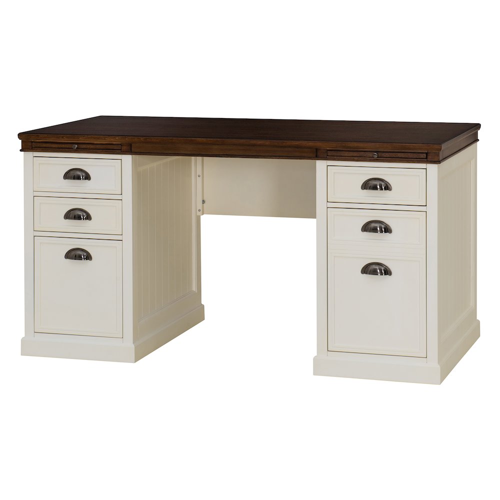 58 in. Richland Double Pedestal Desk, Home Office Computer Desk Work Station. Picture 1