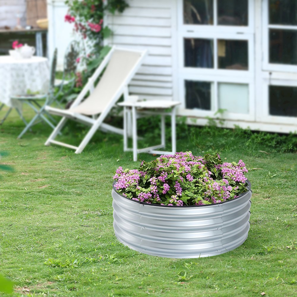 35.38in Round Galvanized Steel Raised Garden Bed. Picture 6