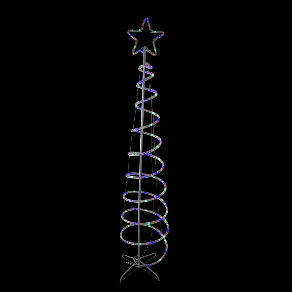 7' Slim Spiral Rope Light Christmas Tree Outdoor Decor - Multicolor LED Lights. Picture 6
