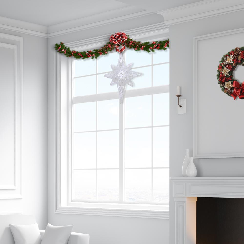 24" Pure White LED Twinkle Bethlehem Star Hanging Christmas Decoration. Picture 6