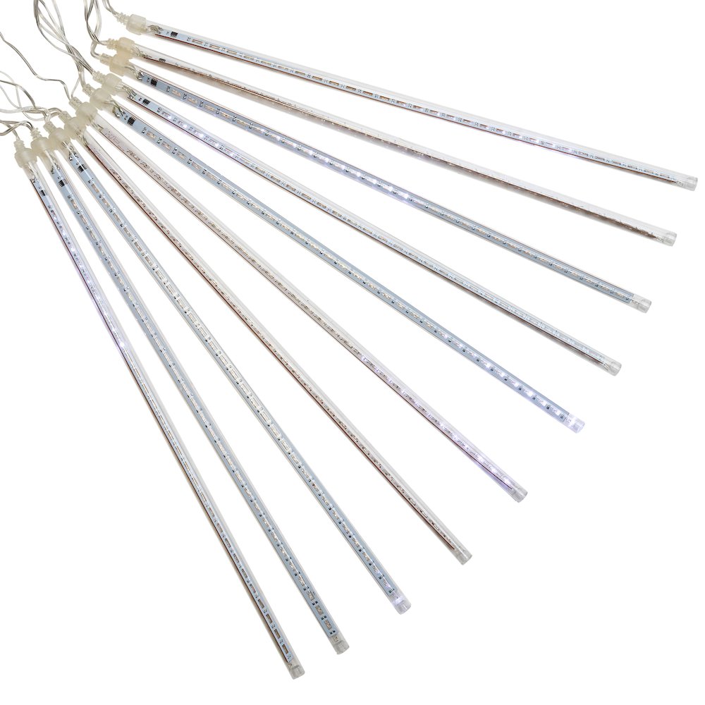 Set of 10 White LED Dripping Snowfall Icicle Christmas Lights - 20.5 ft Clear Wire. Picture 5