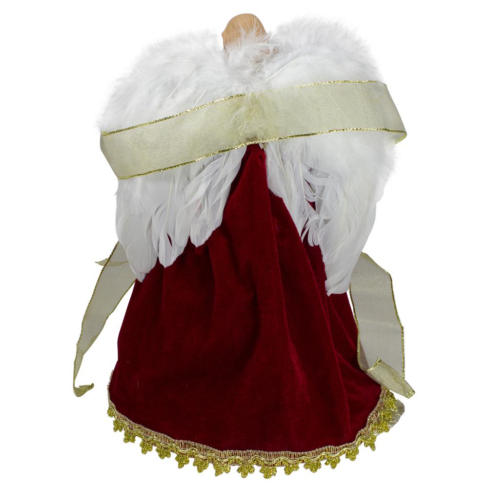 14" Red and Gold Traditional Angel Christmas Tree Topper - Unlit. Picture 6