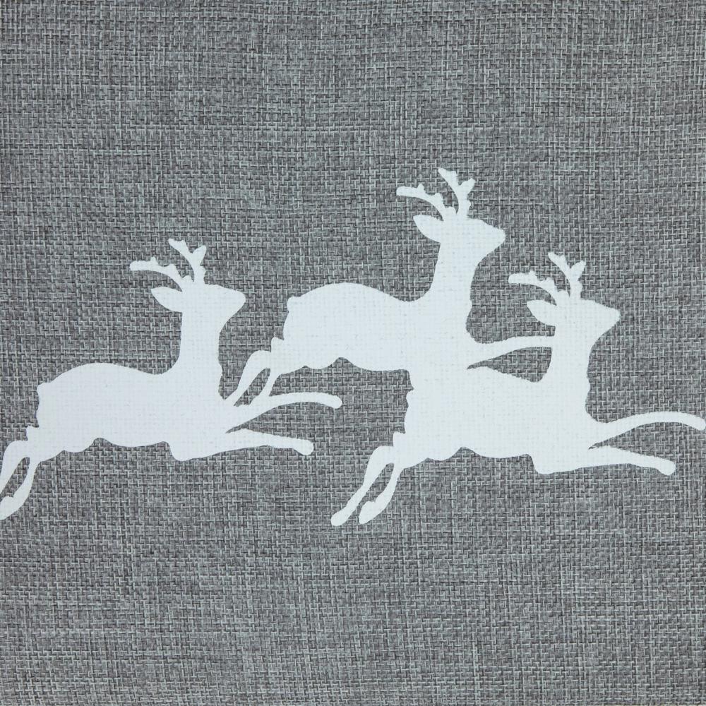 26" Gray Burlap with Reindeer Hexagonal Christmas Tree Collar. Picture 6
