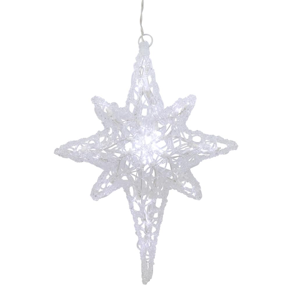 24" Pure White LED Twinkle Bethlehem Star Hanging Christmas Decoration. Picture 1