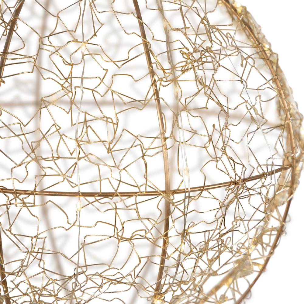 12" LED Twinkle Lighted Gold Wire Ball Outdoor Christmas Decoration. Picture 6