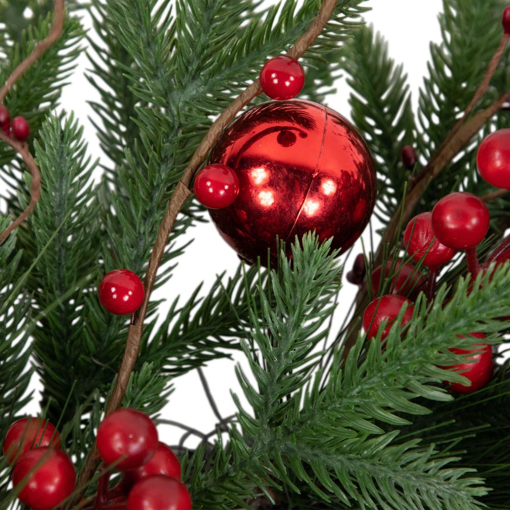 Red Berries and Pine Christmas Wreath with Ornaments  32-Inch  Unlit. Picture 6