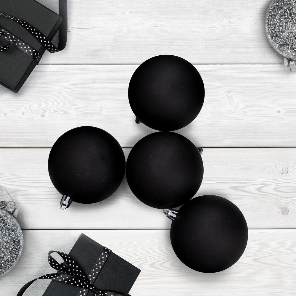 32ct Black Shatterproof Matte Christmas Ball Ornaments 3.25" (80mm). Picture 2