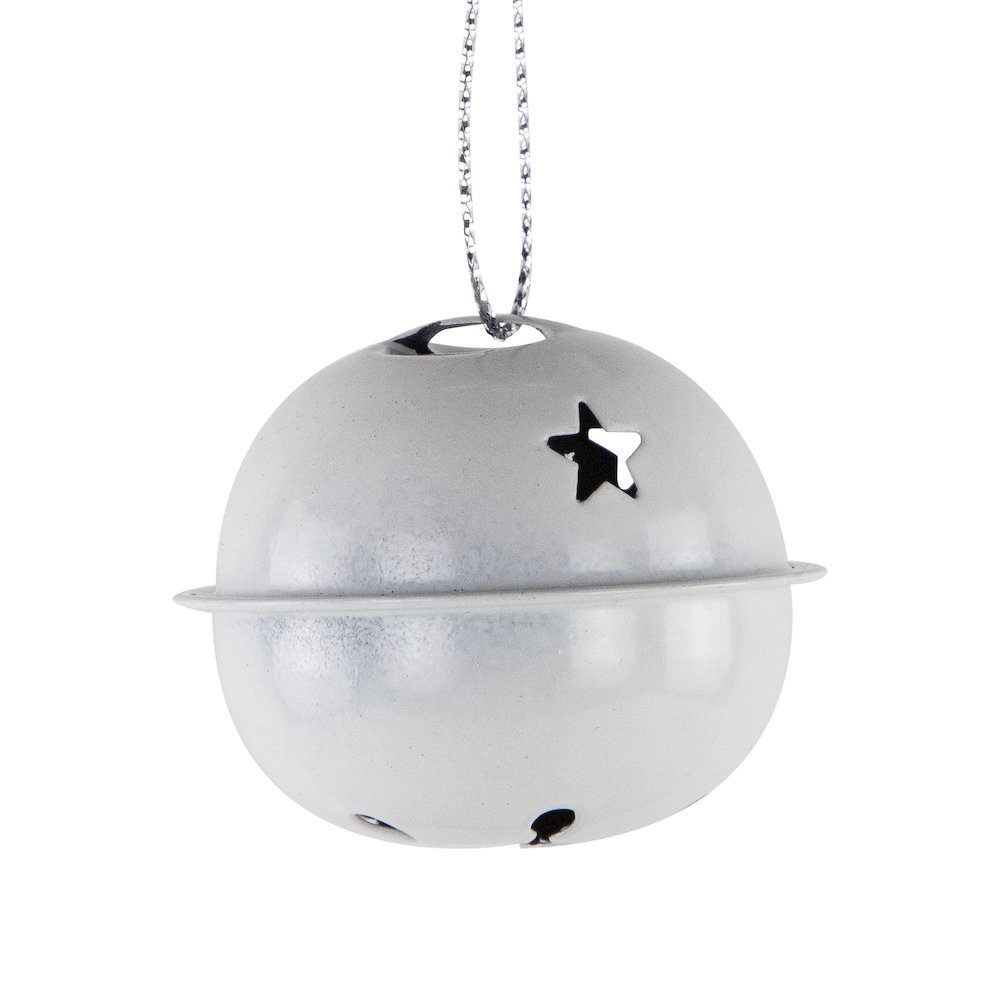 Stars and Snowflakes Christmas Jingle Bell Ornaments - 1.5" - White - 12ct. Picture 6