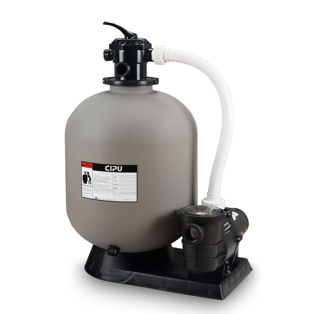 19-Inch Above Ground Swimming Pool Sand Filter System with 1 HP Pump. Picture 1