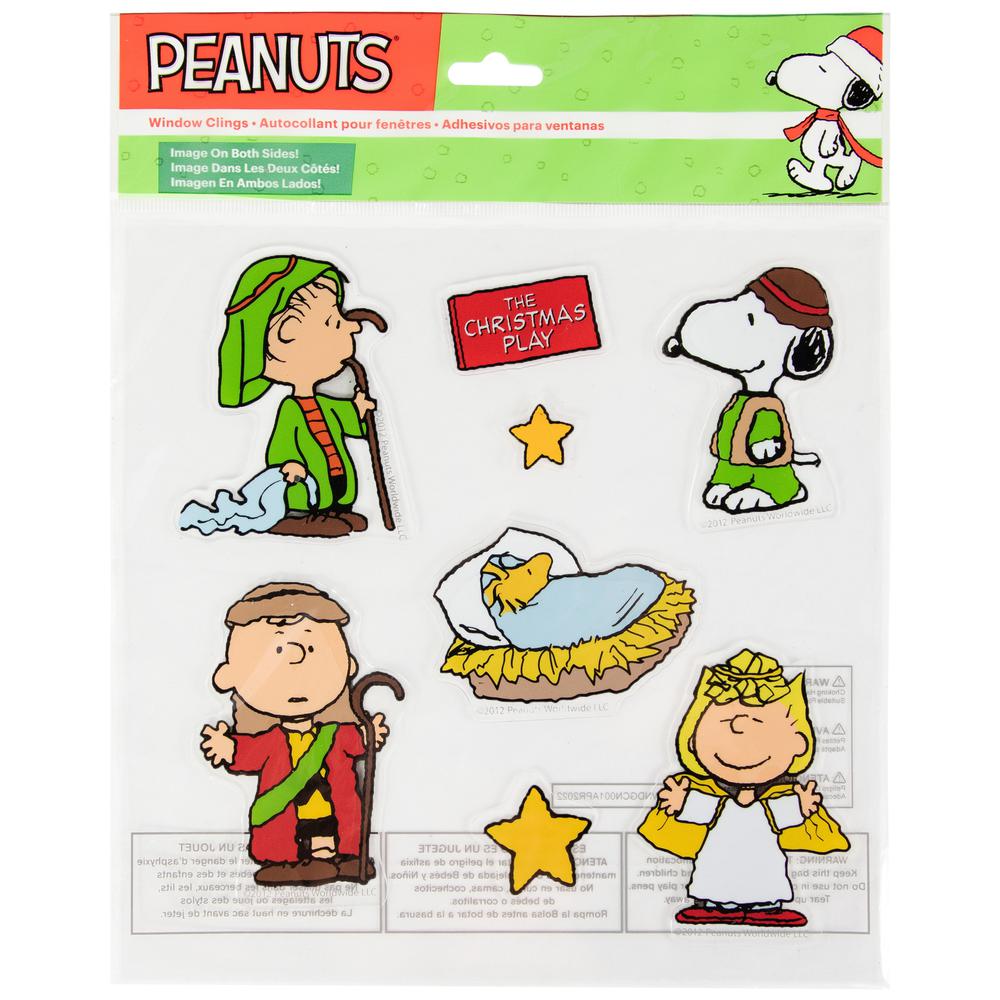 8-Piece Peanuts Christmas Nativity Double Sided Window Cling Decorations. Picture 6