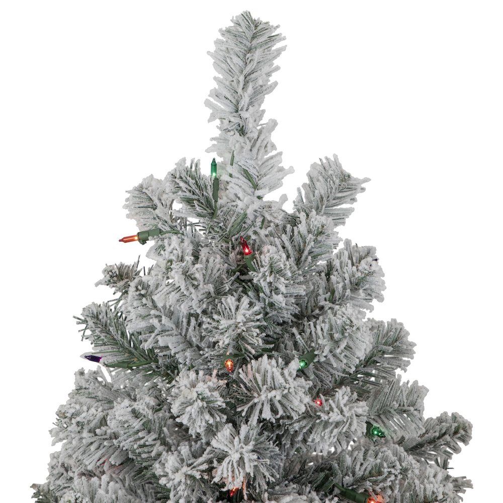 4.5' Pre-Lit Flocked Madison Pine Artificial Christmas Tree  Multi Lights. Picture 5