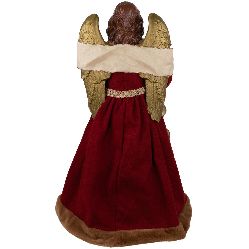 3' Red and Brown Angel Commercial Size Christmas Tree Topper  Unlit. Picture 6
