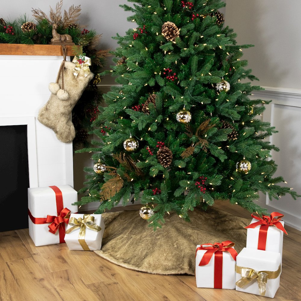 Faux Fur Christmas Tree Skirt - 48" - Brown. Picture 3