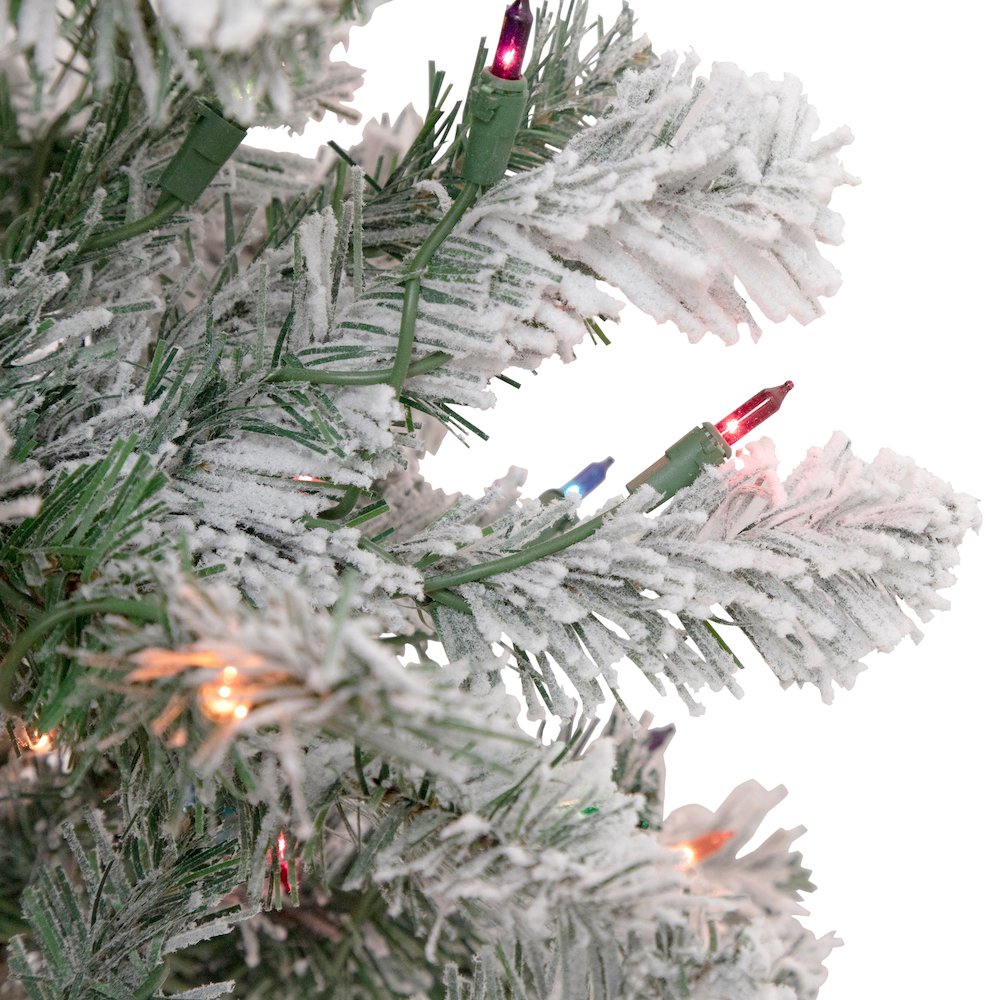 4.5' Pre-Lit Flocked Madison Pine Artificial Christmas Tree  Multi Lights. Picture 3
