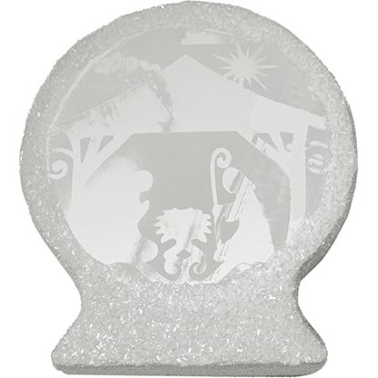 9.25" Silver Battery Operated Nativity Scene Christmas Tabletop Decor. Picture 1