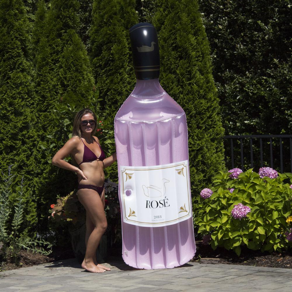94" Pink Rose Bottle Inflatable Swimming Pool Lounge Float. Picture 3