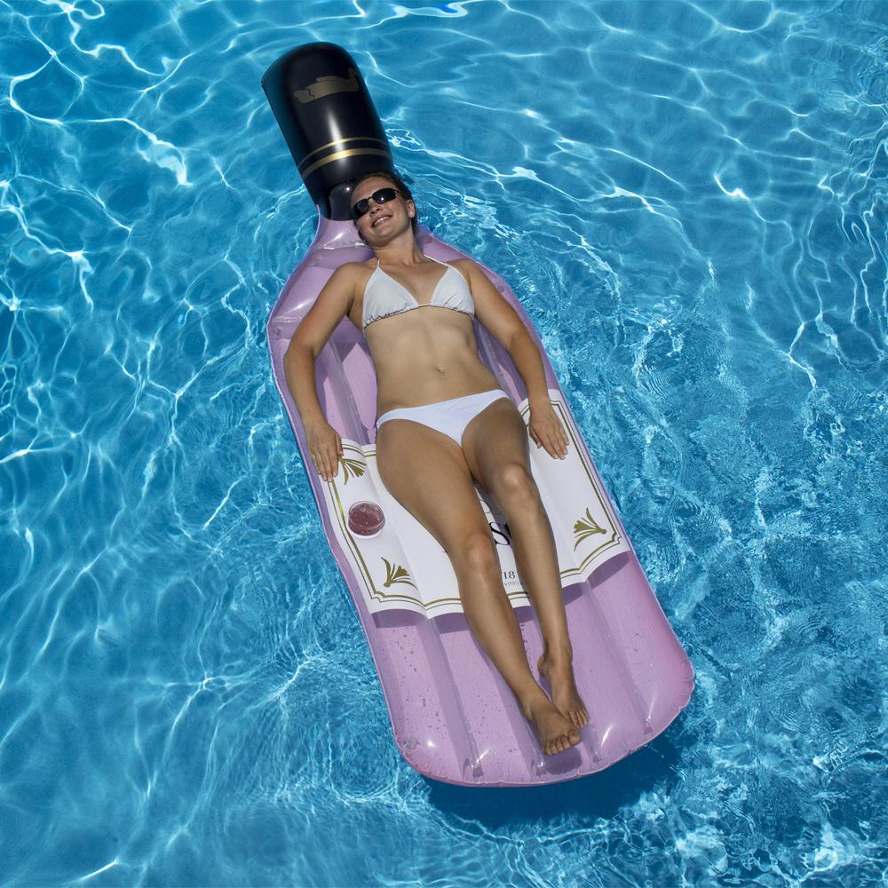 94" Pink Rose Bottle Inflatable Swimming Pool Lounge Float. Picture 2