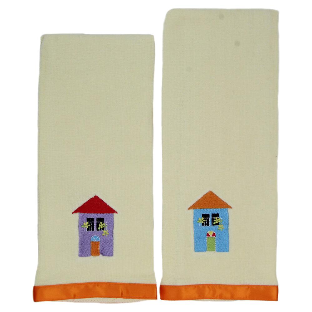 24" Orange and Brown Polyester Bath Mat with Matching Hand Towels. Picture 3