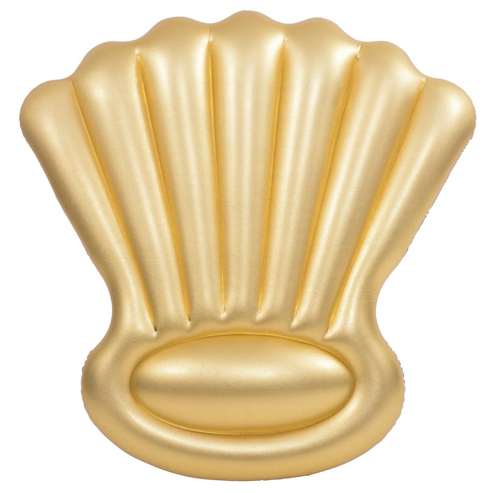6' Inflatable Golden Shell Swimming Pool Float. Picture 1