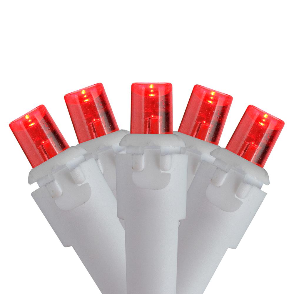 Set of 70 Red LED Wide Angle Icicle Christmas Lights - 6ft White Wire. Picture 1