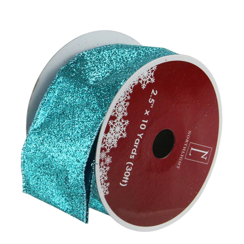 Pack of 12 Shimmering Teal Green Solid Wired Christmas Craft Ribbon - 2.5" x 120. Picture 1