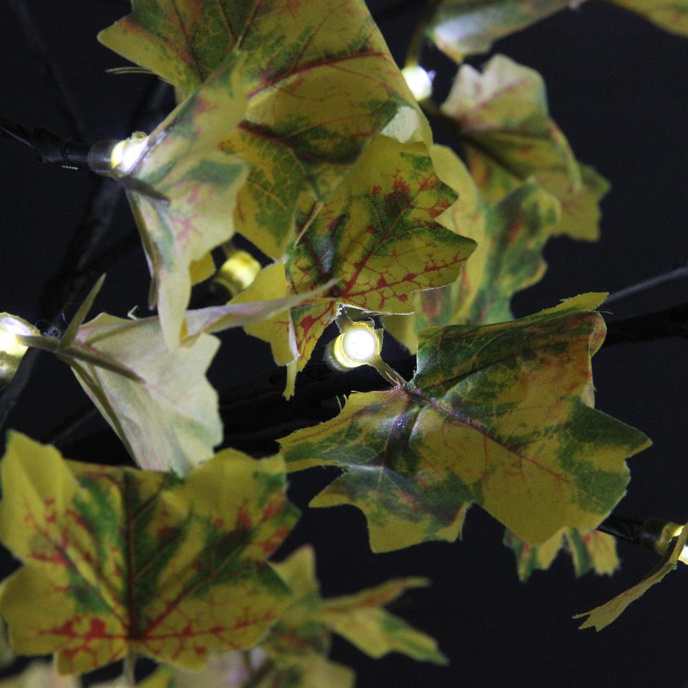 5' Pre-Lit LED Lighted Fall Harvest Yellow Maple Leaf Artificial Tree - White Lights. Picture 3