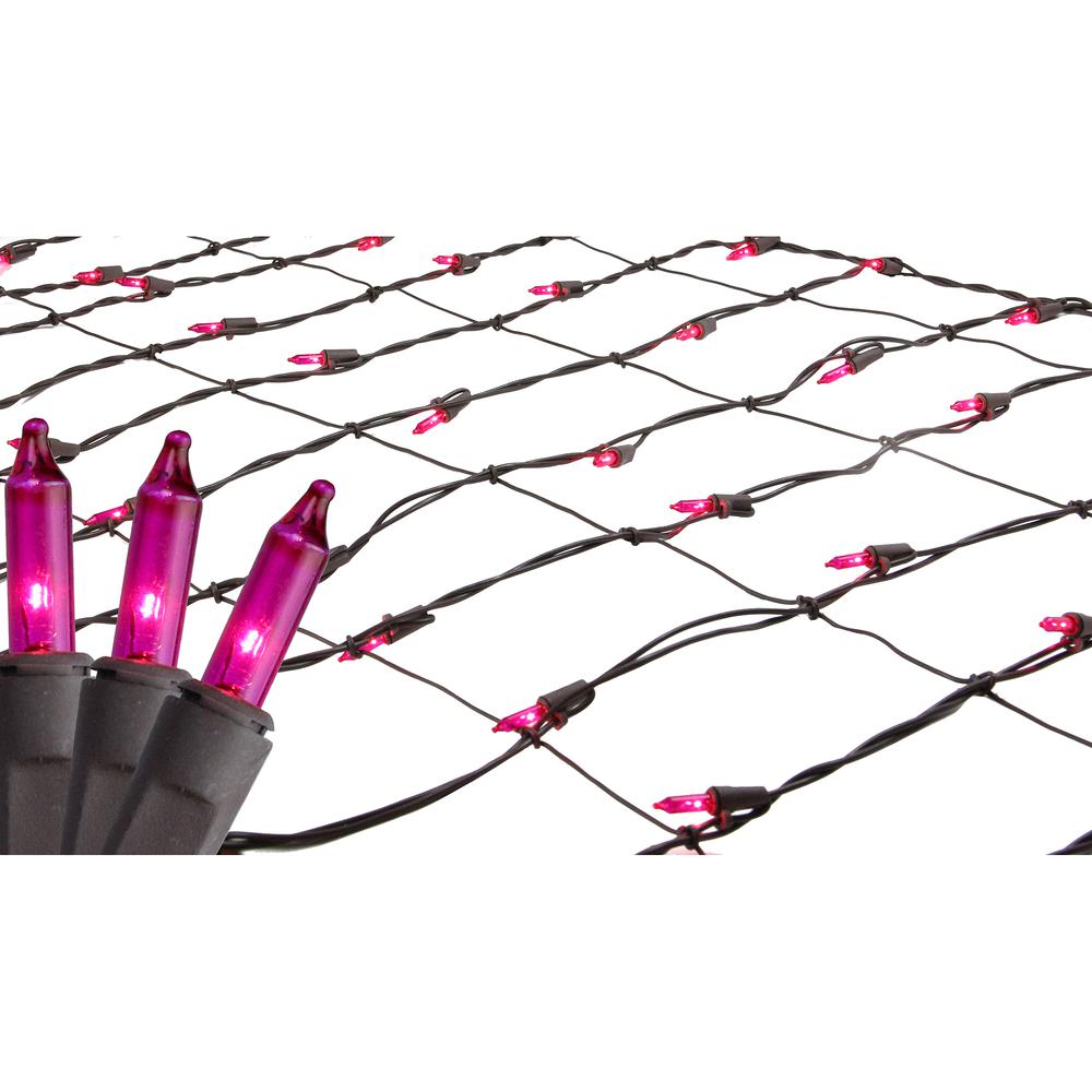 2' x 8' Pink Mini Net Style Tree Trunk Wrap Christmas Net Lights - Brown Wire. Picture 1