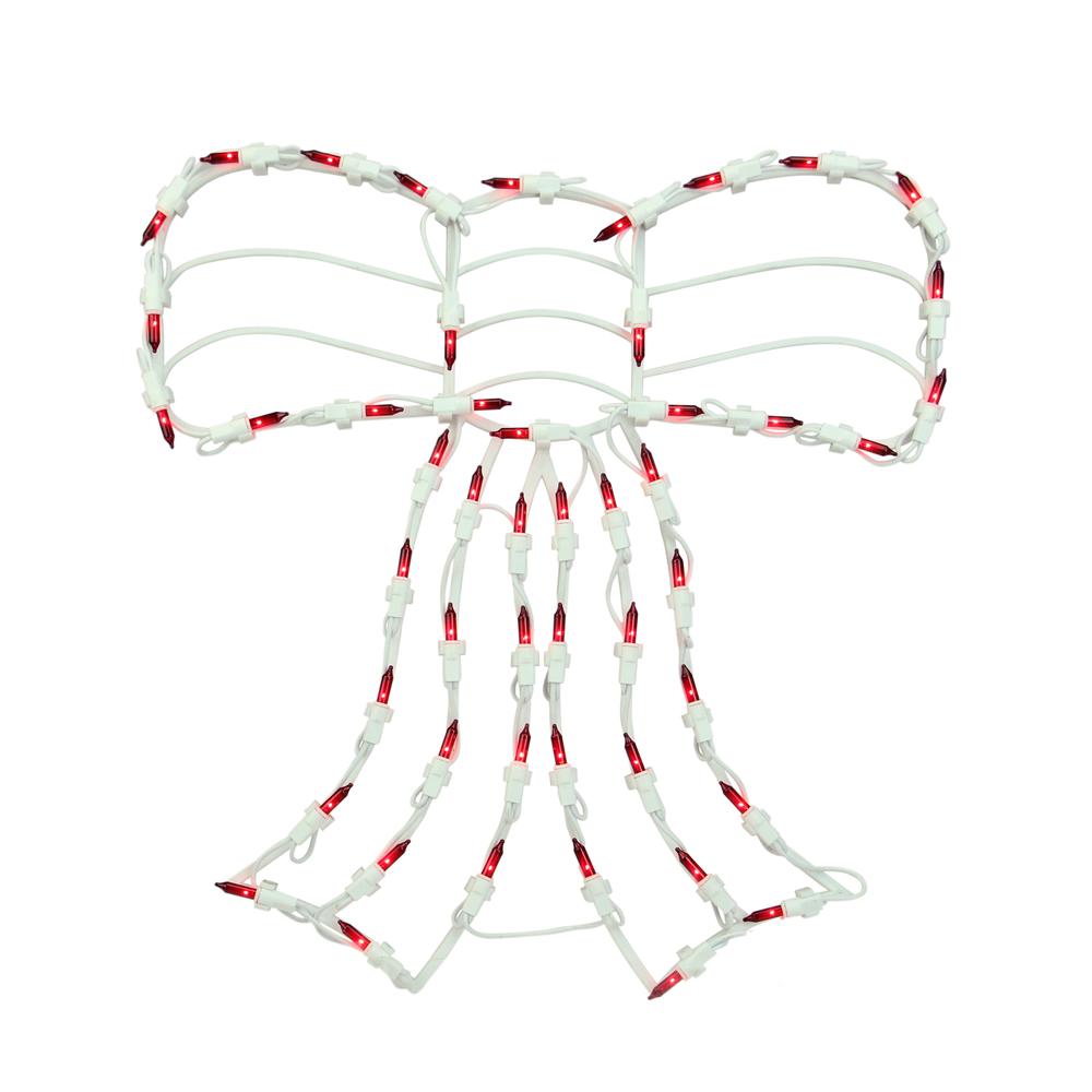 14" Lighted Red Bow Christmas Window Silhouette Decoration. Picture 1