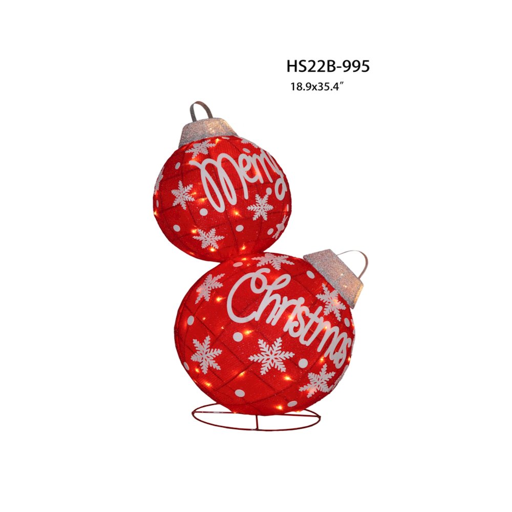 Stacked Ornament Balls Outdoor Christmas Decoration - 35" - Warm White LED. Picture 7