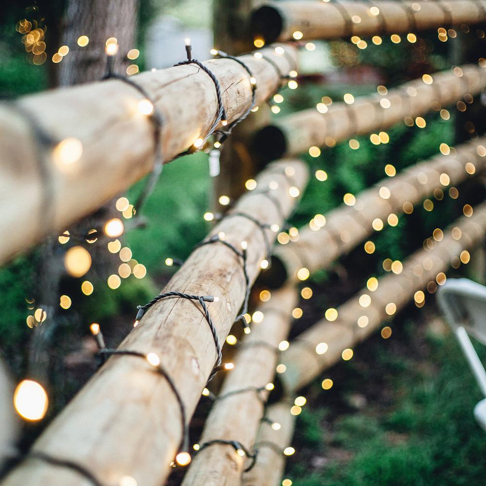 200ct Warm White LED Solar Power Mini Christmas Light Set  Green Wire. Picture 2