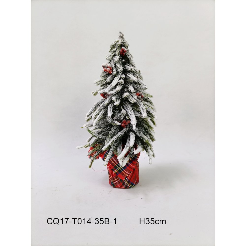 Mini Flocked Downswept Pine with Berries Artificial Christmas Tree - Unlit - 14". Picture 6