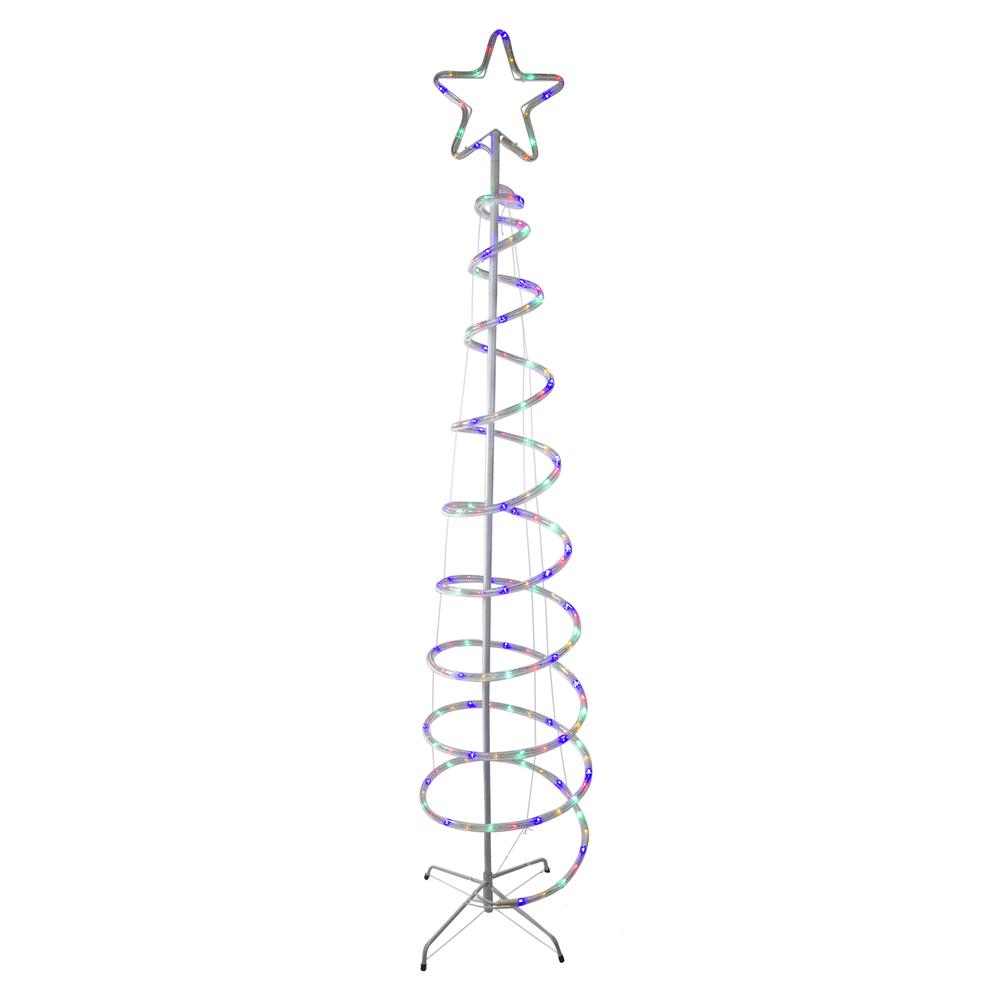 7' Slim Spiral Rope Light Christmas Tree Outdoor Decor - Multicolor LED Lights. Picture 1
