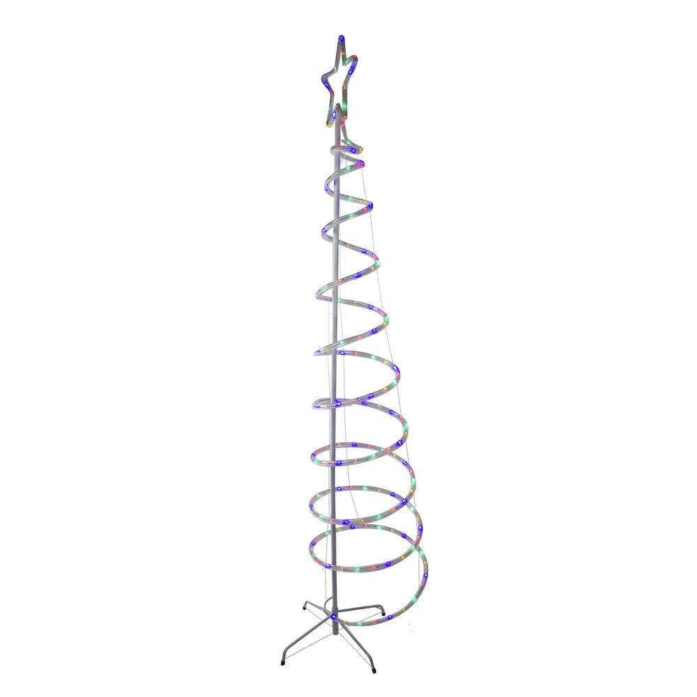 7' Slim Spiral Rope Light Christmas Tree Outdoor Decor - Multicolor LED Lights. Picture 4