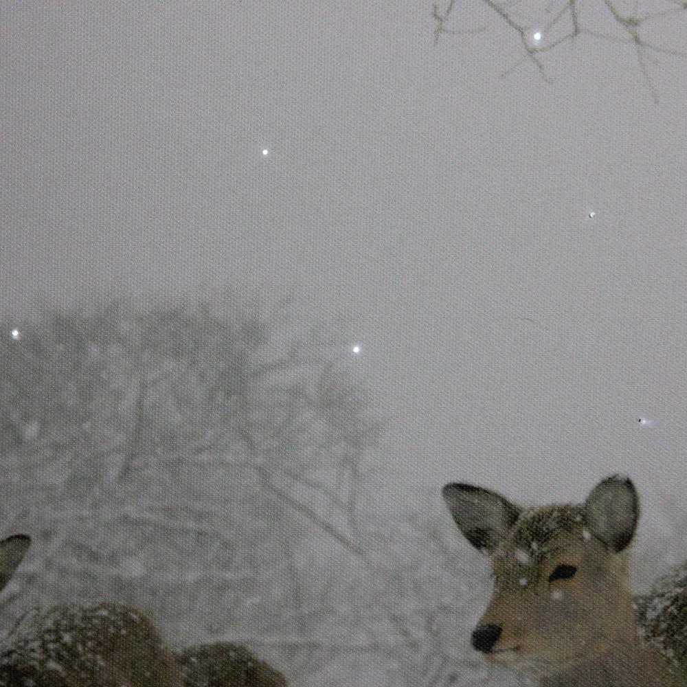 Large Fiber Optic Lighted Winter Woods with Deer Canvas Wall Art 23.5" x 15.5". Picture 2