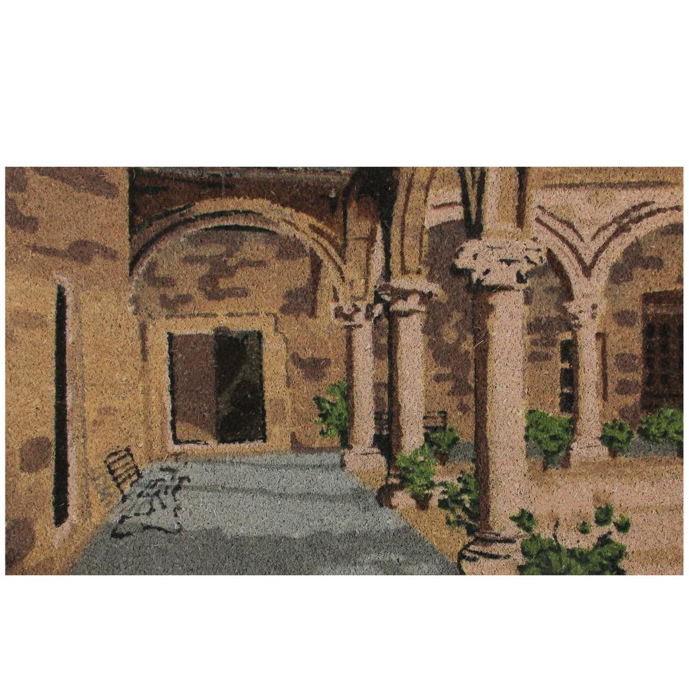 Brown and Green Italian Patio Design Outdoor Door Mat 18" x 30". Picture 1