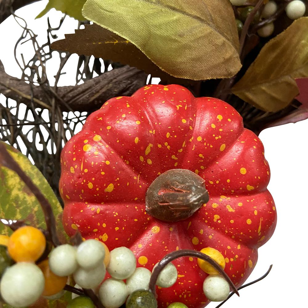 Sunflower  Pumpkin  Foliage and Pine Cone Fall Harvest Wreath - 24 inch  Unlit. Picture 4