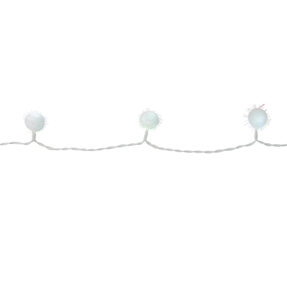 40-Count Cool White Iridescent Snowball LED Christmas Lights - 19.2 ft White Wire. Picture 1