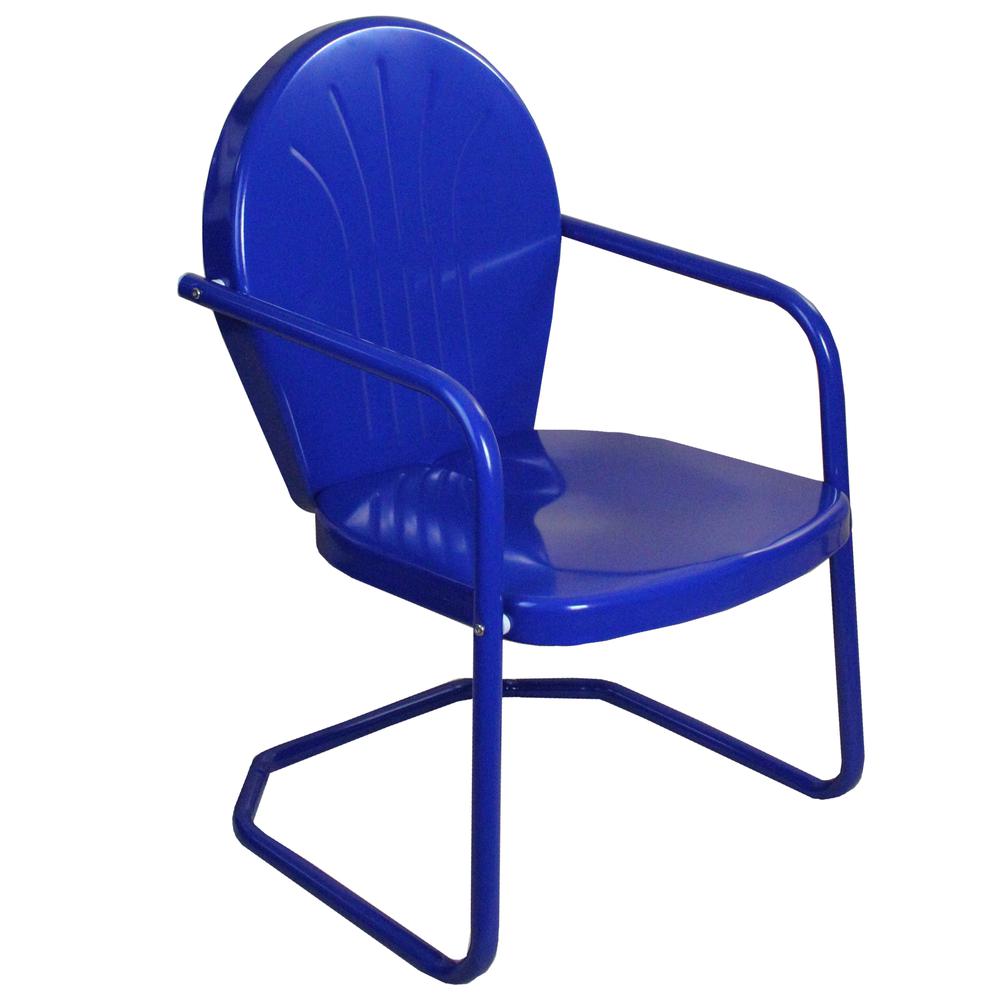 34-Inch Outdoor Retro Tulip Armchair  Blue. Picture 1