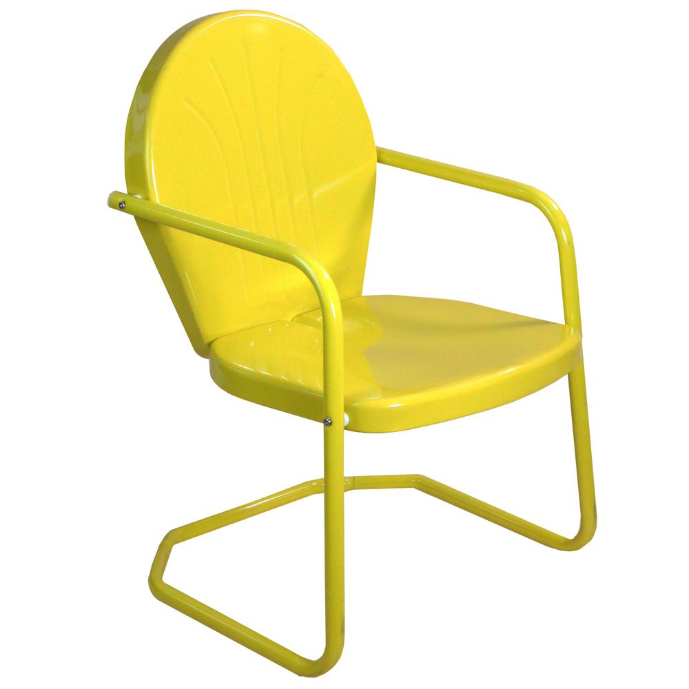 34-Inch Outdoor Retro Tulip Armchair  Yellow. Picture 1