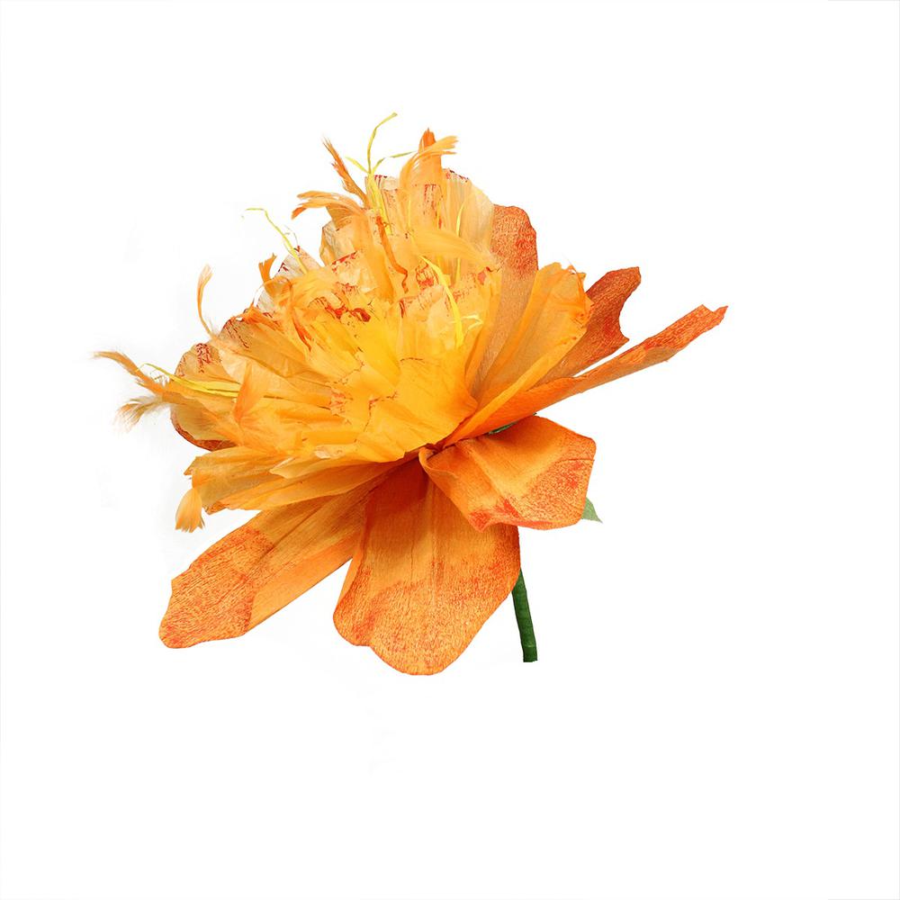 26" Orange and Green Spring Floral Artificial Craft Stem. Picture 1