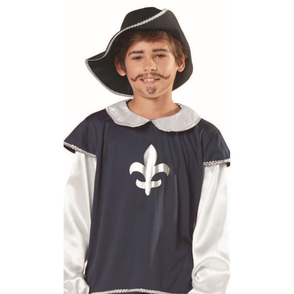 Blue and White Boys Musketeer Halloween Children's Costume - Ages 7-9 Years. Picture 2