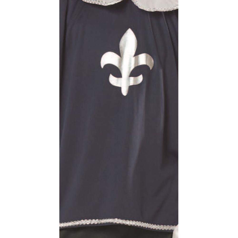 Blue and White Boys Musketeer Halloween Children's Costume - Ages 7-9 Years. Picture 3