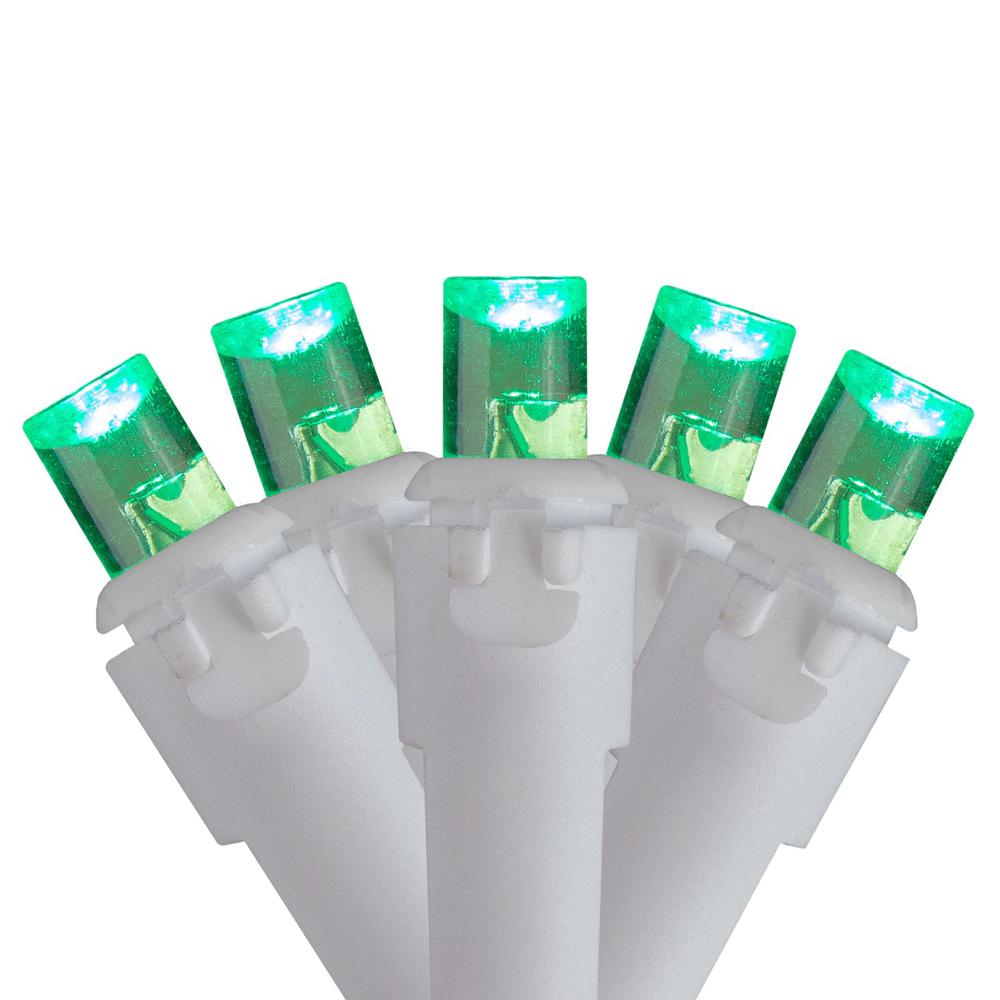 100 Count Green LED Wide Angle Icicle Christmas Lights  5.5ft White Wire. Picture 2