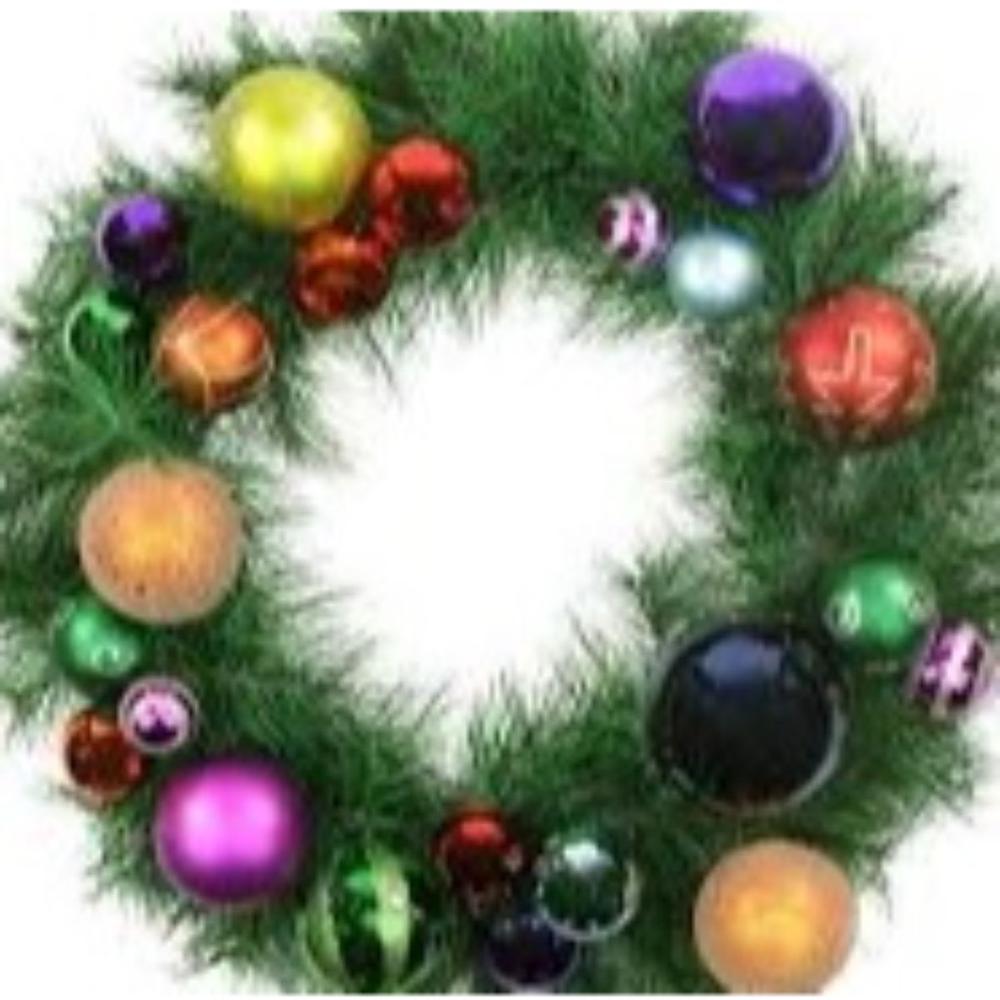Multi-Colored Ornaments and Artificial Pine Christmas Wreath  24-Inch  Unlit. Picture 3
