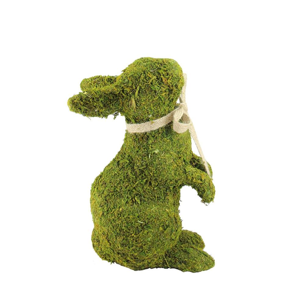 10.5 Green Moss Standing Bunny Rabbit Spring Easter Figure. Picture 1